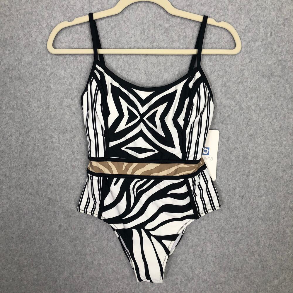 Kuleana One Piece Swimsuit XS Black White Cheeky Sexy Animal Zebra Boho‎ Neutral